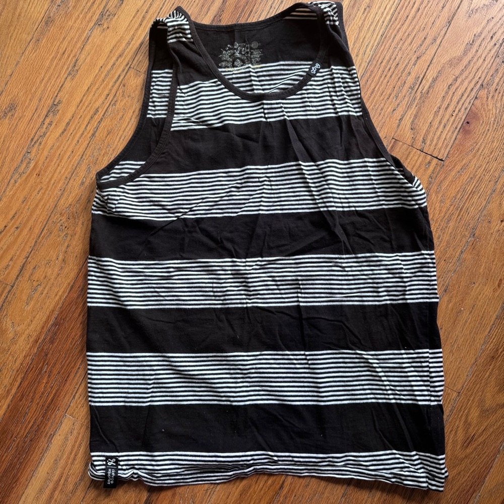 LRG Black and White Striped Tank Top